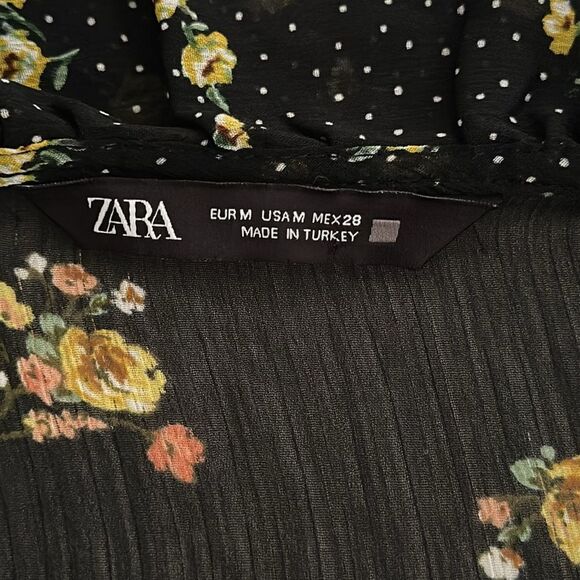 Zara Women’s Sheer Floral V-neck Ballon Sleeve Blouse Cottagecore Size M - Picture 8 of 10